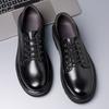 New Leather Shoes for Men Solid Color Casual Shoes Lace Up Driving Shoes Platform Black Male Cowhide Leisure Shoes 38-44