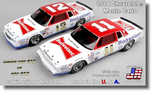 Salvinos JR Models 1/24 Scale Junior Johnson Racing #11 Darrell Waltrip / #12 Neil Bonnett Budweiser Chevrolet Monte Carlo 1984 Nashville Plastic Mode