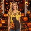 Women V Neck Short Sleeve Top with Pockets Halloween Theme Printed Scrub Shirt for Healthcare Professionals