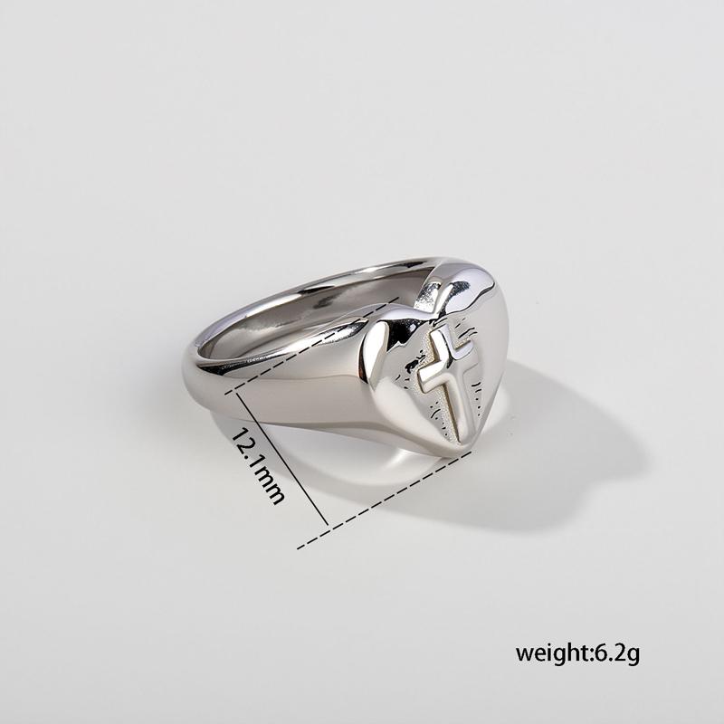 Stainless Steel Jewelry Ring for Women Minimalist Metal Cross Heart-Shaped Index Finger Rings Punk Finger Decoration