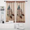2PC Native American Feather Curtains - Tribal Geometric Border Print Window Drapes for Bedroom Living Room Decor