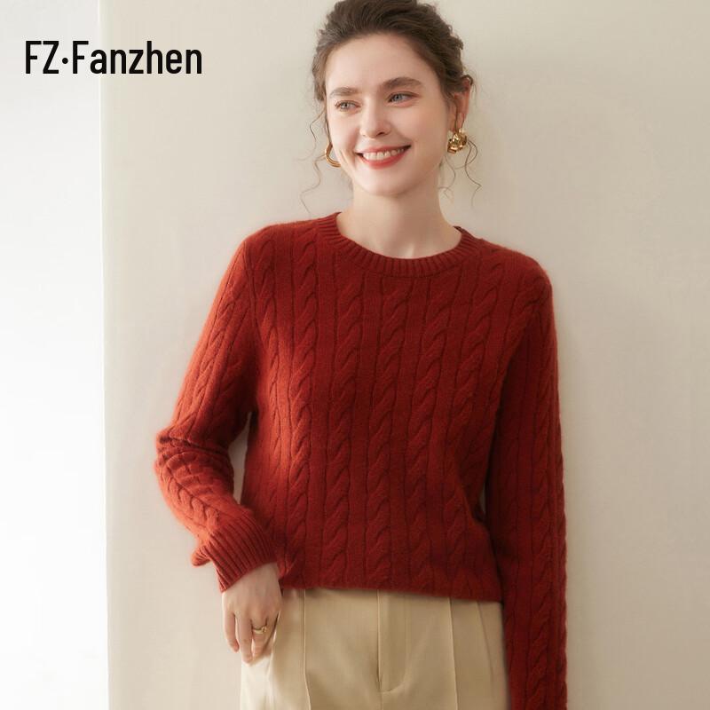 Fanzhen Women's Fall/Winter Cashmere Blend Crew Neck Sweater