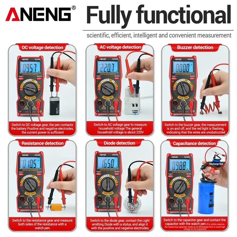 ANENG SZ309 Smart Multimeter 1999 Count Voltage Meter Multimetro Easy To Cary Tools Digital Professional High Precision AC/DC