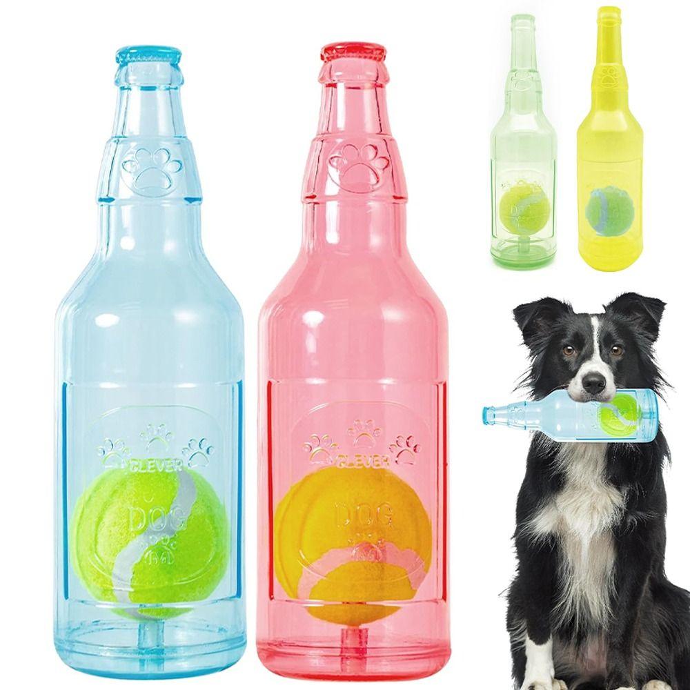 New Plastic Crunchnplay Bottle Toy Creative Interactive Dog Water Bottle Toy with Tennis TPR Bottle Chew for Dogs