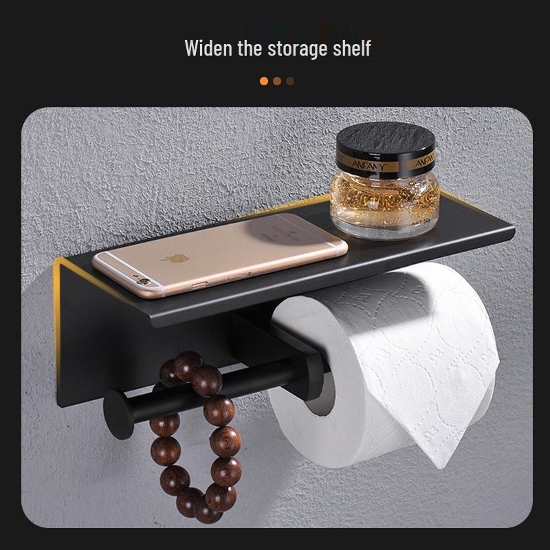 SUS304 Black Double Roll Wall-Mounted Paper & Phone Holder