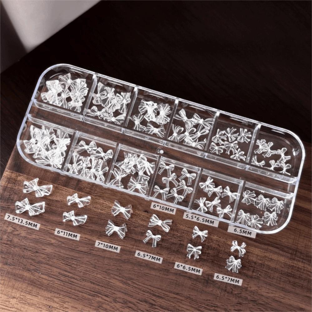 Transparent Nail Art Sequins Kit 3D Bowknot Nail Charms Decorations Nail Decoration