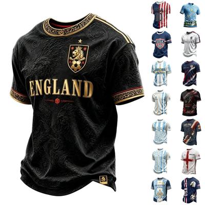 Unisex Short Sleeve T-Shirt with USA Argentina Flag Print, Casual Loose Fit