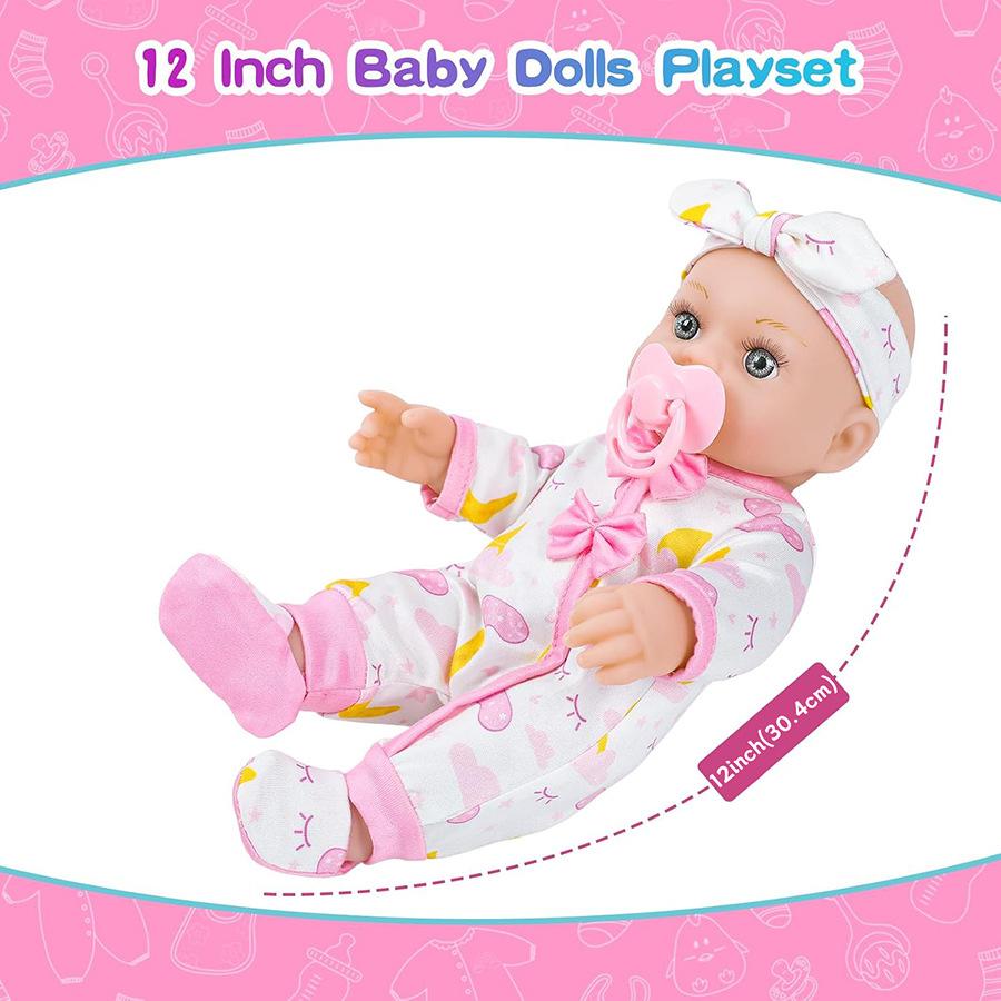 Butterfly Bei New 30CM Rebirth Doll Clothes Accessories Suit 12 Inch Children's Soothing Doll Soft Rubber Baby Toy