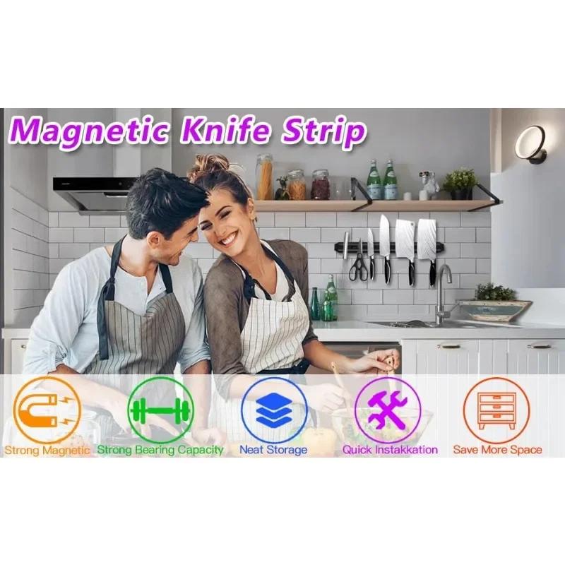 Magnetic Knife Strips Multi-function Magnetic Knife Holder Knife Rack Knife Strip Kitchen Utensil Holder  Punch-free Tool Holder