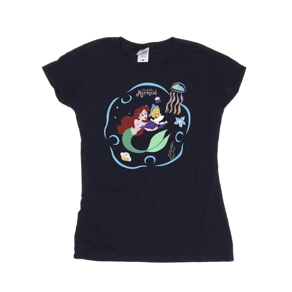 Disney Womens/Ladies The Little Mermaid Reading A Book Cotton T-Shirt