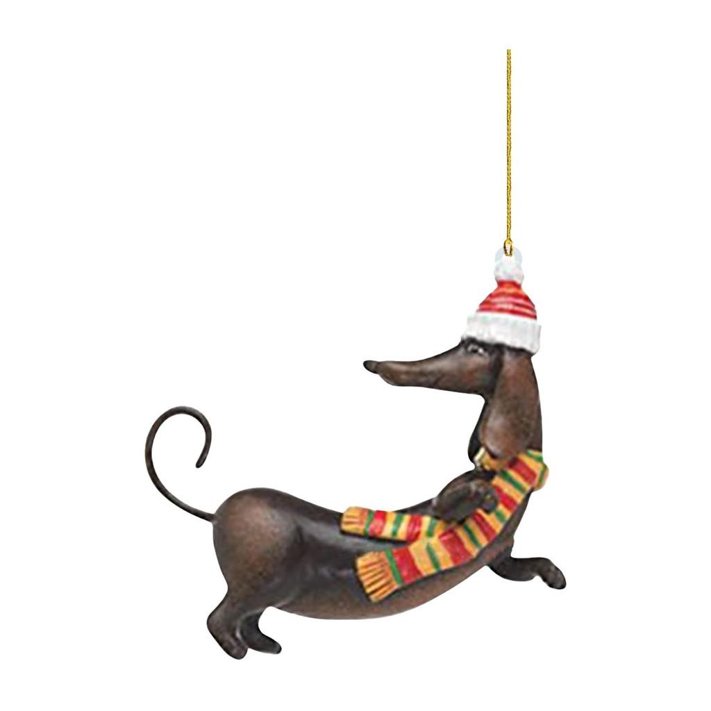 Acrylic Adorable Dachshund Car Hanging Ornament For Christmas Tree Home Decoration