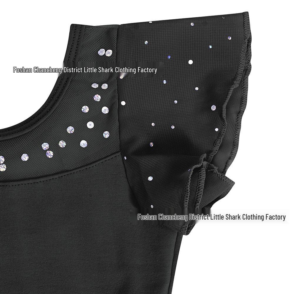 Girls' Cotton Ballet Dress - Short-Sleeved Sequin Skirt for Spring & Summer Dance