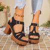 European & American Style Chunky Heel Roman Sandals, Plus Size, Open Toe Summer Collection