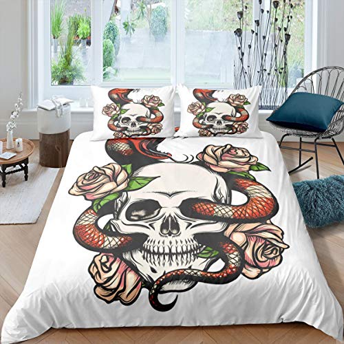 Schlangenblume Gras Mond Polyester Bettbezug-Set für Kinder Jungen Mädchen Schmetterling Tier Tagesdecken Bezug mit Kissenbezug Einzelgröße