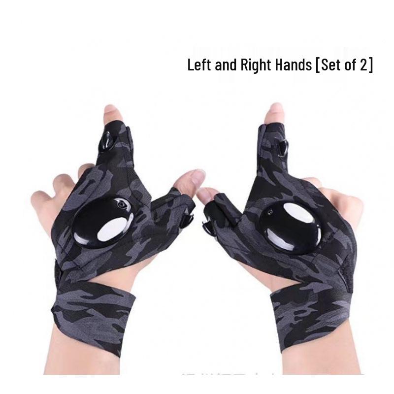 Cross-Border LED Flashlight Fishing Gloves - Night Repair & Luminous Finger Lights.