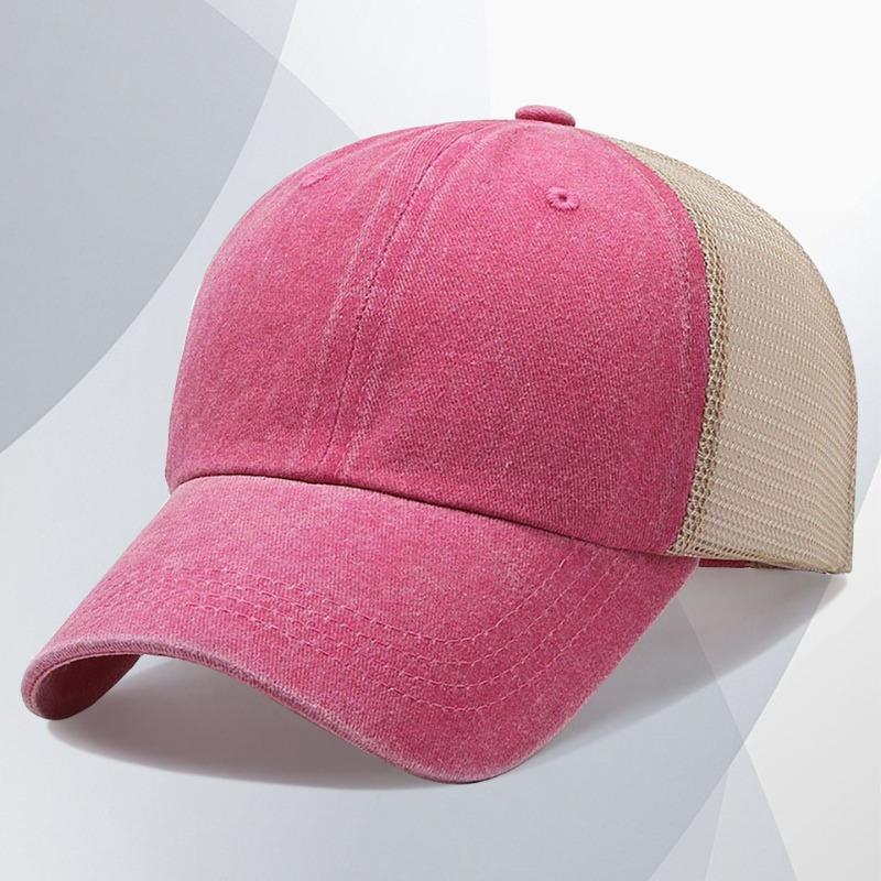 Washed Cotton Mesh Cap Embroidery Retro and Old Peaked Cap Men's Soft Top Hat Sunshade Baseball Cap