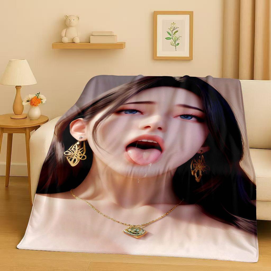 2026 New Sexy Bikini Girls Cartoon Anime Characters Flannel Blanket,Soft Plush Throw for Home Bedroom Bed Sofa Cover Trave Gift