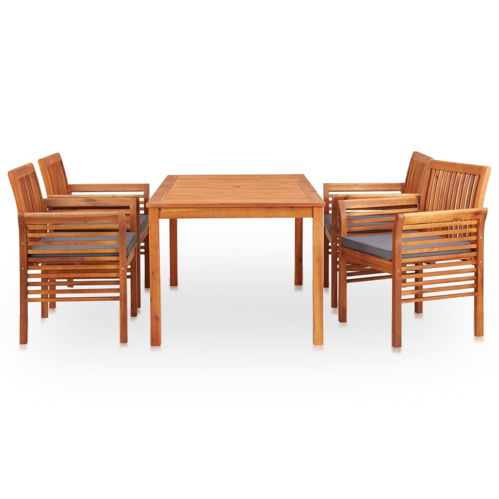5 Piece Garden Dining Set with Cushions Solid Acacia Wood