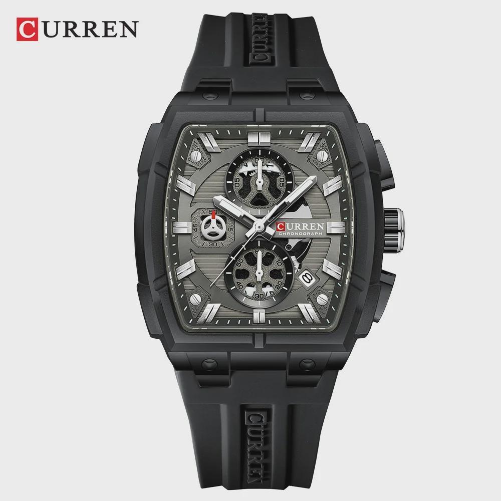CURREN Silicon Strap Multi-functional Dialn Auto Date Design Men's Watch Sports Chronograph Watches
