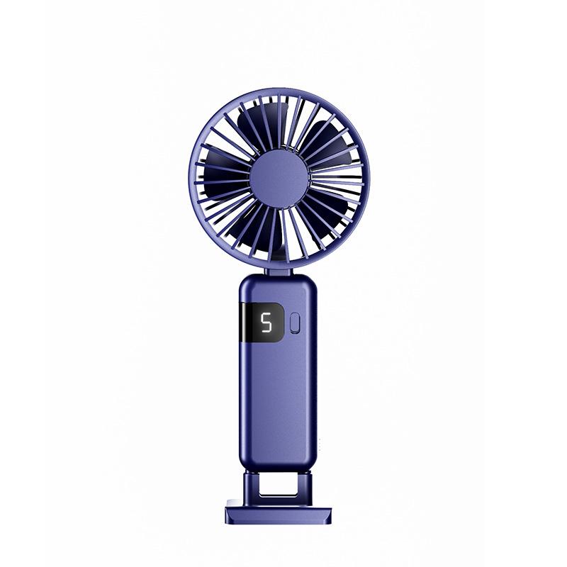 2026 Folding Handheld Fan USB Rechargeable Large Capacity Desktop Fan with Display Portable Hanging Stand