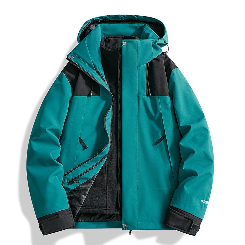 Autumn/Winter Outdoor Windproof Jacket: Women's Single Layer & Men's Three-in-One Set with Detachable Liner
