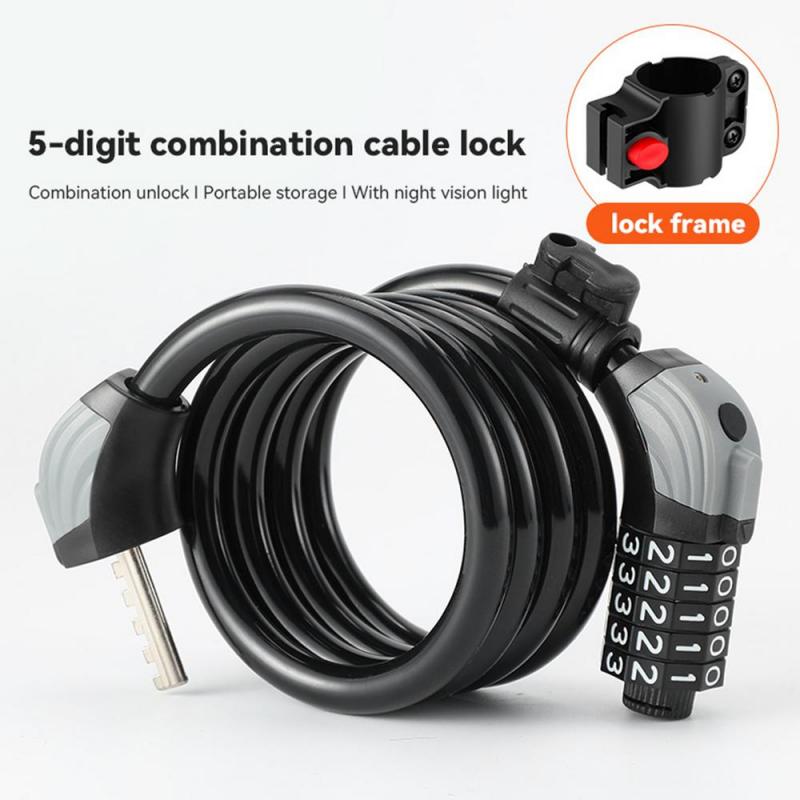 Universal Bicycle Lock Mountain Bike 5 Digit Password Lock Anti-Theft Portable Security Steel Chain Motorcycle Password Lock