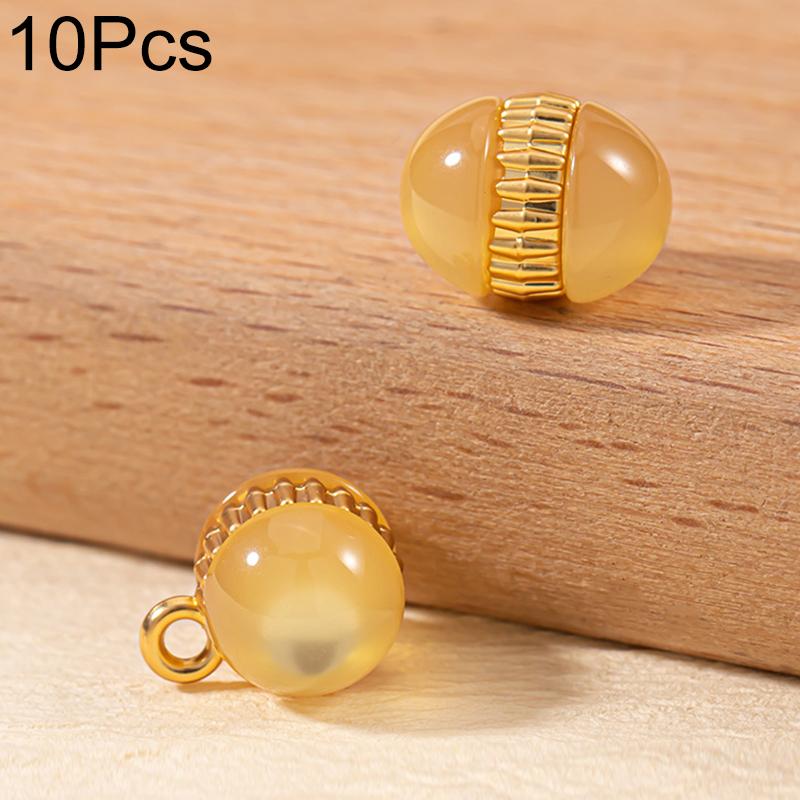 10Pcs Alloy National Style Auxiliary Materials Fashion Colorful Buttons Chinese Style Ellipse Resin Bead