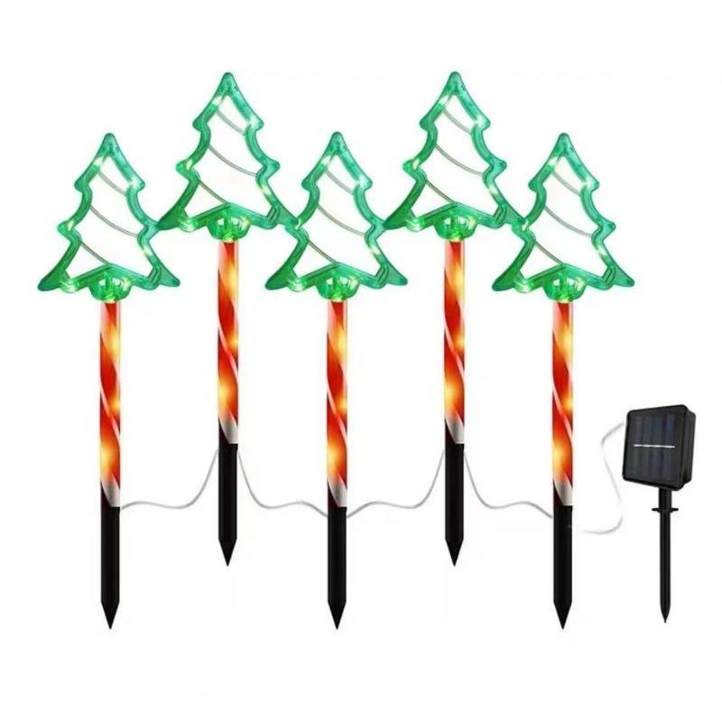 Solar Led Christmas Tree Lights Outdoor Ground Lamp Snowman Santa Claus Colorful Decor Lighting For Courtyard Balcony Garden