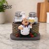 Talos Salt And Pepper Shakers Set, Decorative Resin Chef Statue Spice Organizer, Glass Seasoning Holder for Kitchen Dining Centerpiece