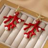 Red Coral Earrings for Women Elegant Imitation Pearls Starfish Earrings Bohemia Summer Beach Jewelry Accessory