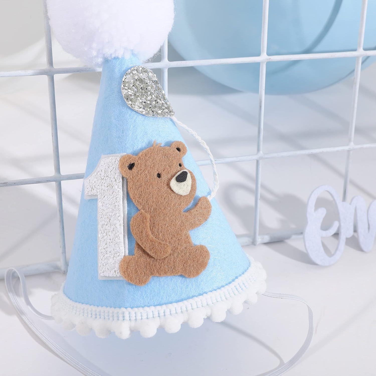 Bear Woodland Adventure Teddy Bear 1st Birthday Hat and Crown for Boys - One Happy Camper First Birthday Decoration