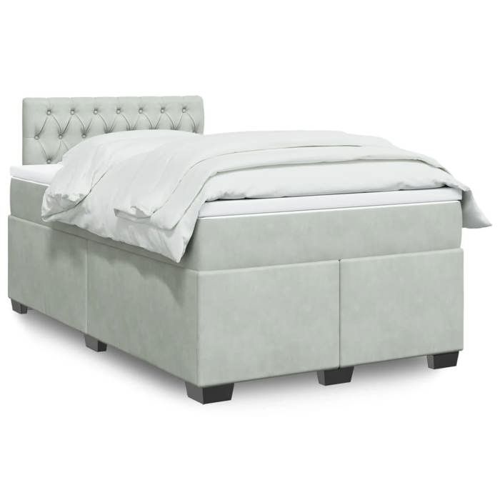 VidaXL Sommier à lattes de lit et matelas Gris clair 120x200cm Velours, lit, lit à plate-forme, lit à panneaux, meuble de 3288588