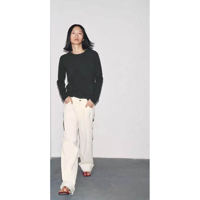 Zbzr Autumn New Women Clothes Western Style Versitile Fashion Blended Basic Model Knit Top 6771102