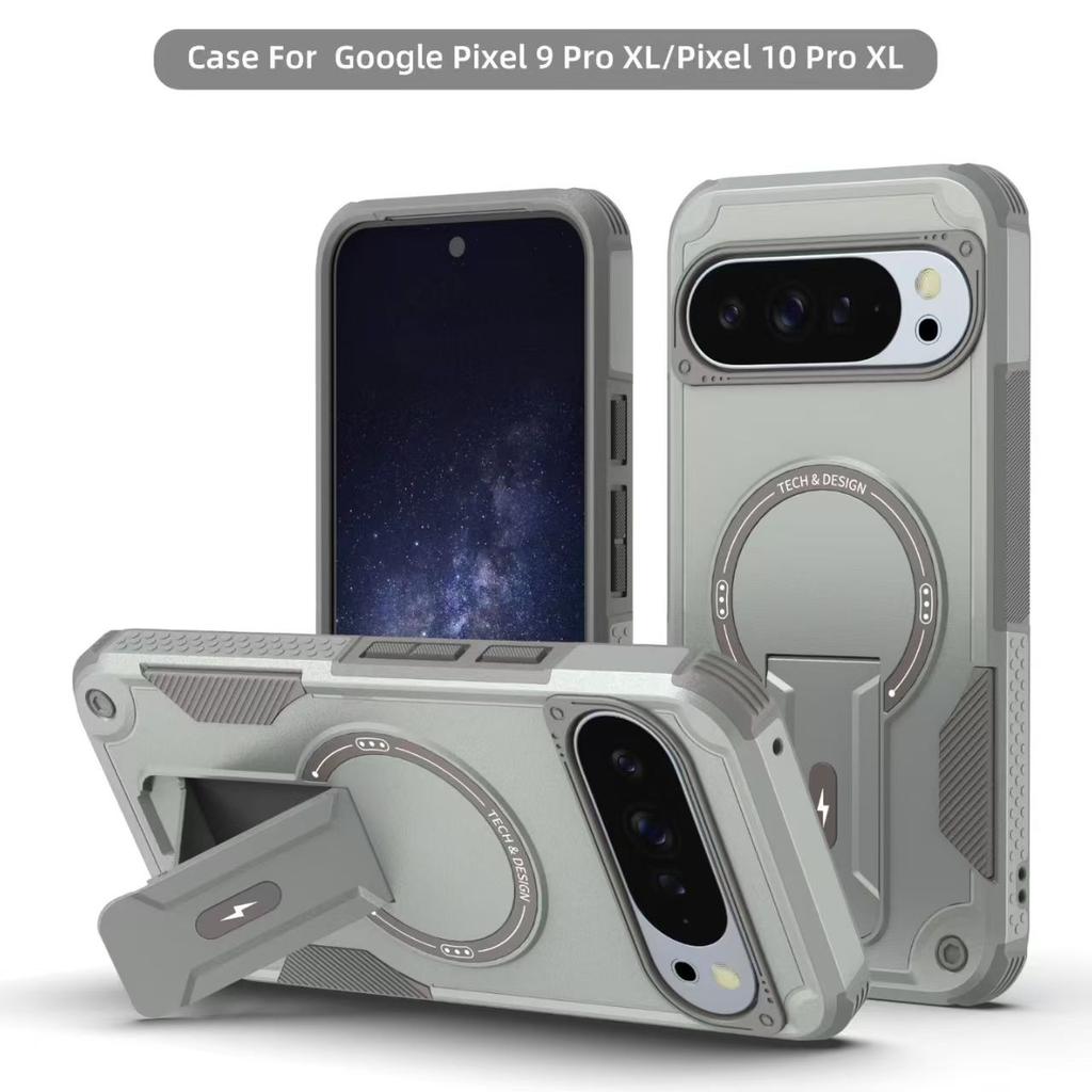 Armor Heavy-Duty Anti-Drop Magnetic Stand Phone Case For Google Pixel 10 9 10 Pro XL 9 Pro XL For Magsafe Wireless Charge Cover