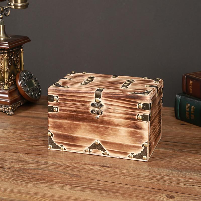 Organizer Wooden Vintage Box With Latch For Desktop Storage Decoration Gift