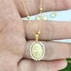 QMHJE Virgin Mary Pendant Charm Necklace Women Cross Scared Heart Jesus Choker Seed Beads Stainless Steel Chain Gold Color Mom