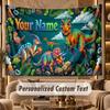 Dinosaur (275) Theme Personalized Tapestry Custom Name Text Wall Hanging Tapestry Home Background Decoration