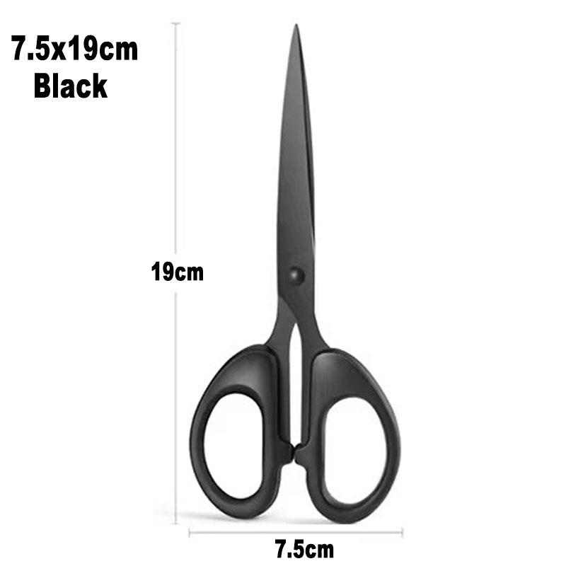 12cm 14cm 16cm 19cm Pure Black Stainless Steel Scissors DIY Paper Craft Art Cutting Tool Office School Stationery Cutter Shears