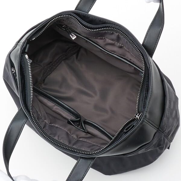 Isaac Water-Repellent Dot Jacquard Recycled Leather Combination 2-Way Tote Bag 1000713SC Navy (66)