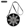 Snowflake Print Women Round Crossbody Bag Vintage Circle Shoulder Bag Adjustable Strap Travel Messenger Bag Gift