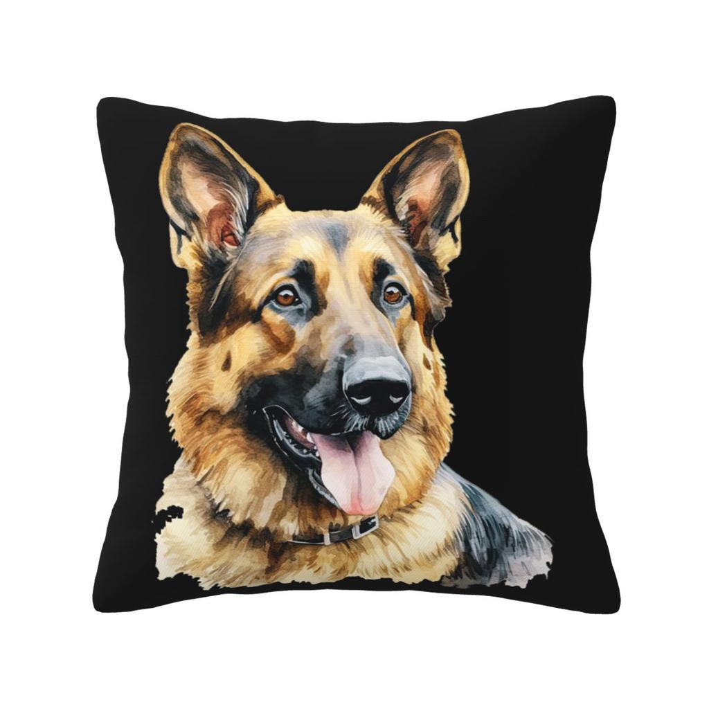 Watercolor German Shepherd Square Pillowcase Pillow Cover Cushion Zip Decorative Comfort Throw Pillow for Home Living Room