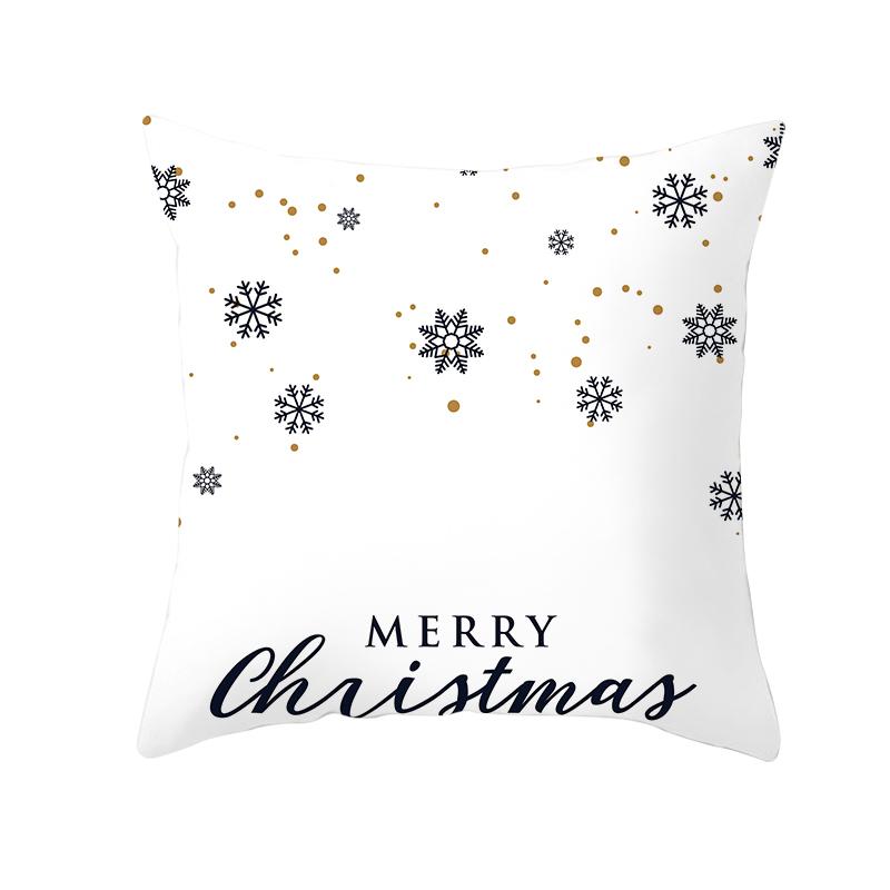 White Christmas Pillow Case Cute Santa Claus Elk   Cover Winter Snowflake Decorative Cases