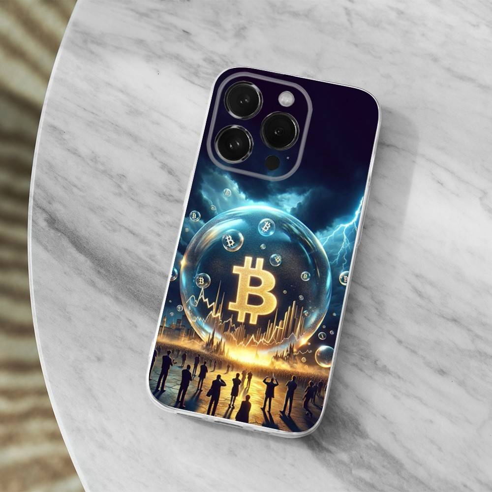 Digital Art Bitcoin Phone Case For iPhone,14,13,XR,SE,12,15,Pro,Max,Plus,11,17,16,X,XS,Mini Transparent Soft Cover