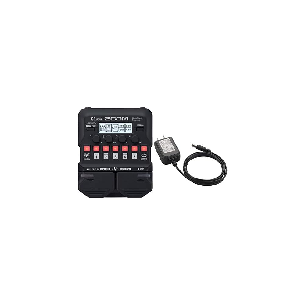 Zoom G1 Four Multi-Effects Guitar Pedal with AC Adapter, Compact Design, Versatile Sound Options