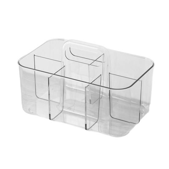 Storage Box Stackable Desk Organizer with Handle Large Capacity 5 Compartments Stationery Makeup Storage Holder