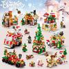 Non-Toxic Advent Calendar Christmas Building Blocks Set Christmas Toys Includes Santa Claus Train House Blocks Gift For Kid Children
