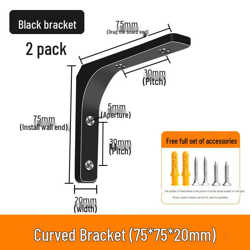 3-Inch Black L-Shaped Shelf Brackets, 10-Pack