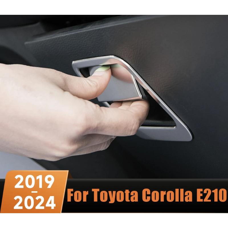 Stainless Steel Car Co-pilot Glove Storage Box Handle 3d Trim Trims For Toyota Corolla E210      2024 Hybrid