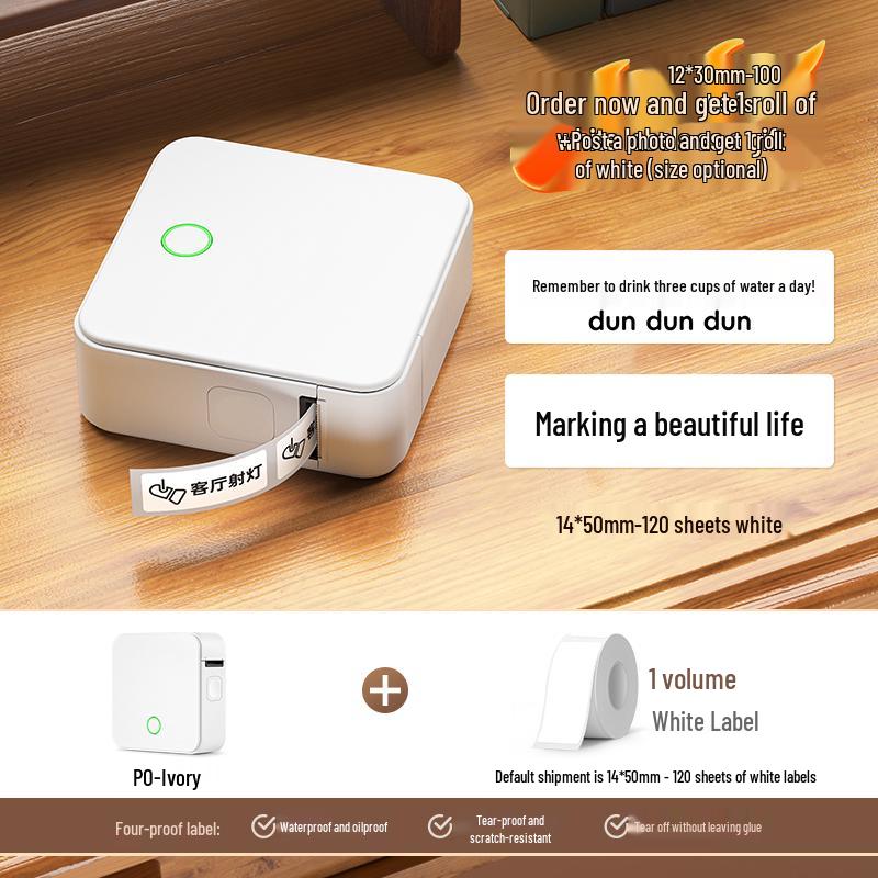 2P80 Portable Bluetooth Label Printer: Handheld, Self-Adhesive, Transparent Stickers