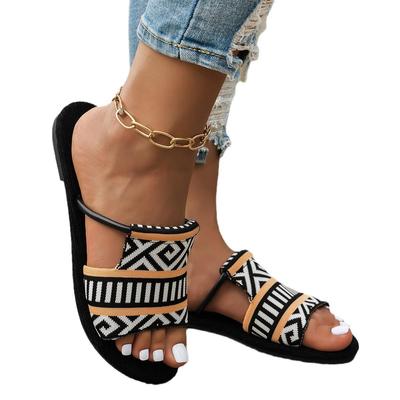 Summer New Flat-bottomed Cool Slippers Women's Ethnic Style Casual Flat-bottomed Slippers Women's Outer Flat-bottomed Cool Slippers Fashion